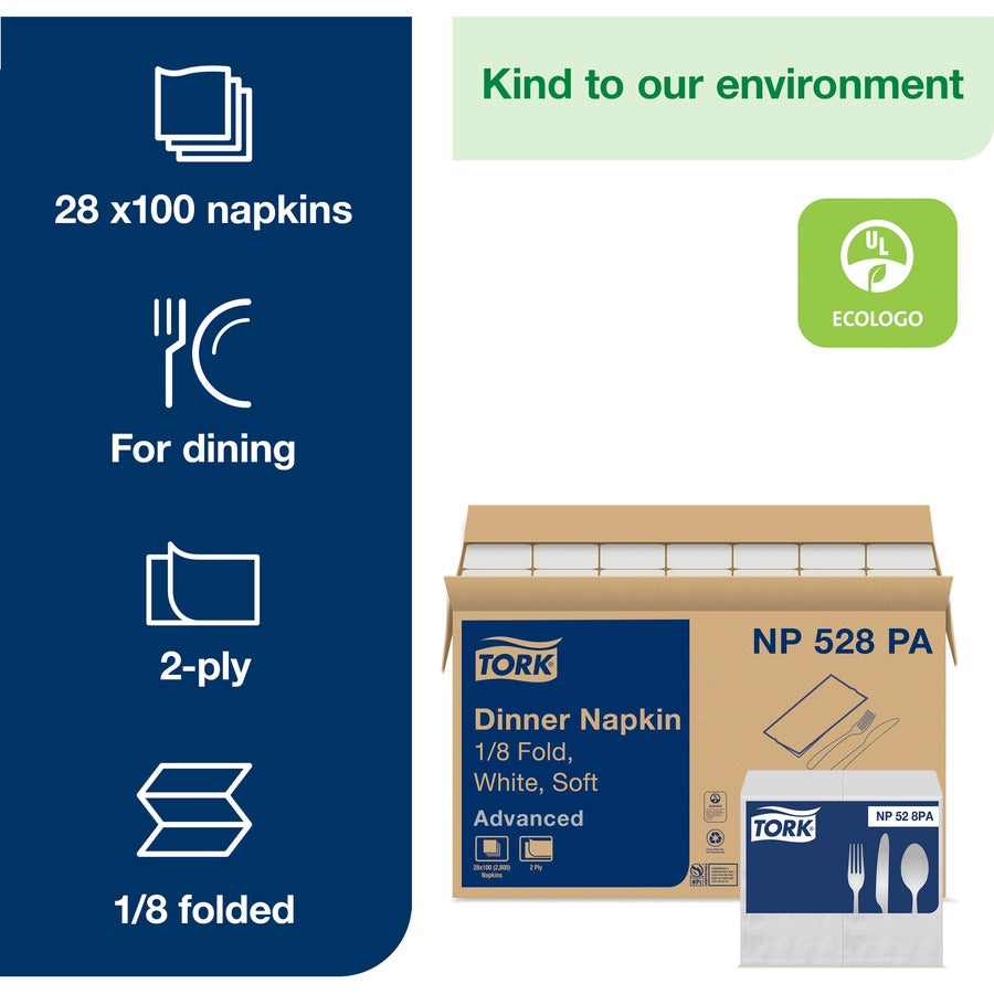2 Ply - Tall Fold - 16.75" Width x 15" Length - White - 100/Pack - 28 / Carton