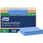 1 Ply - Quarter-fold - 13" Width x 21" Length - Blue, White - Viscose, Cotton - 240 / Box