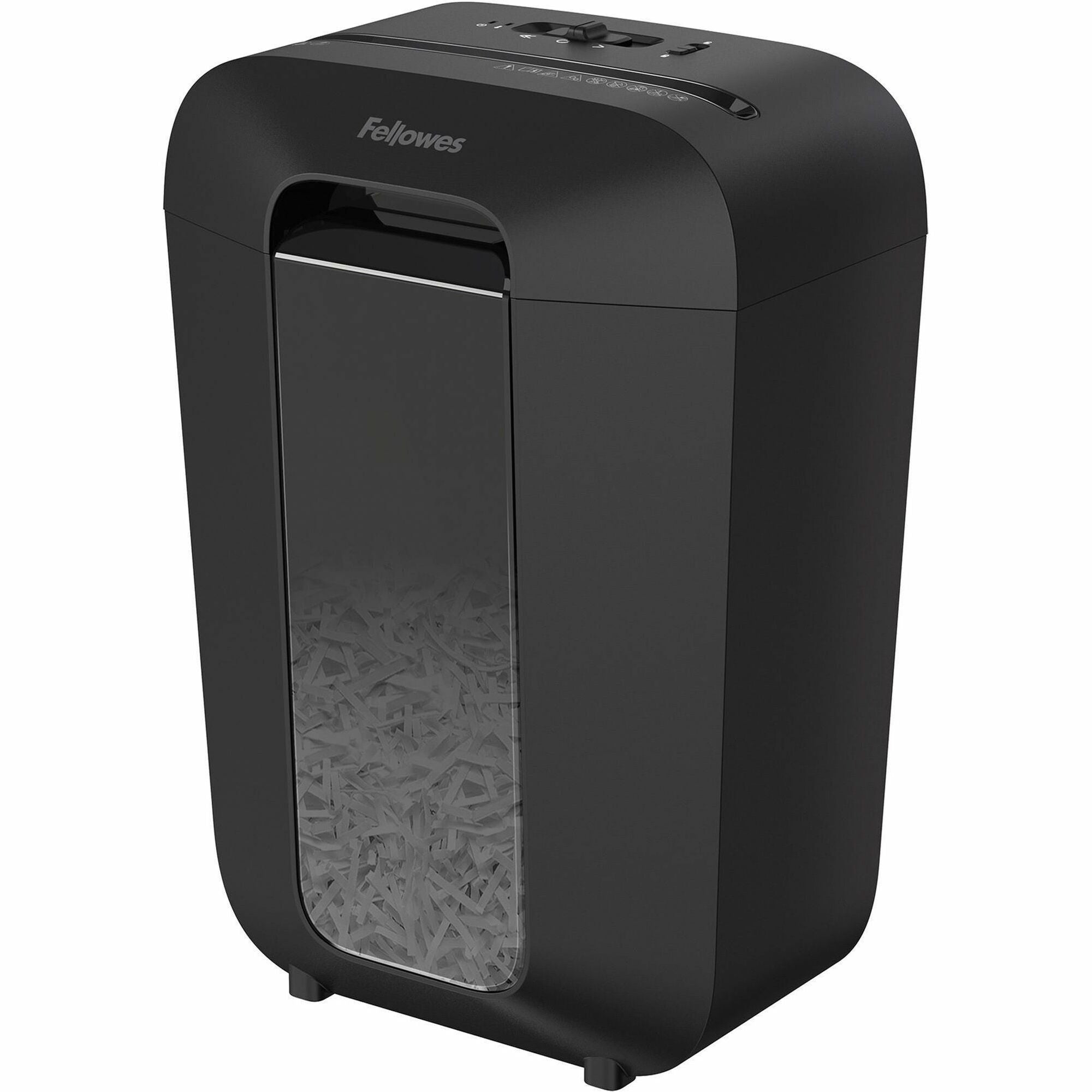 Cross Cut - 11 Per Pass - for shredding Staples, Paper Clip, Credit Card, Junk Mail - 0.156" x 1.438" Shred Size - P-4 - 5 Minute Run Time - 30 Minute Cool Down Time - 4.80 gal Wastebin Capacity - Black