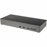 StarTech.com Docking Station, 1 Each, USB-C, 100W Power Delivery, Triple 4K Display Support, 6 USB Ports (2 USB-C, 4 USB-A), SD Card Reader, HDMI, 2 DisplayPort, RJ-45, Black/Space Gray, Wired, Gigabit Ethernet