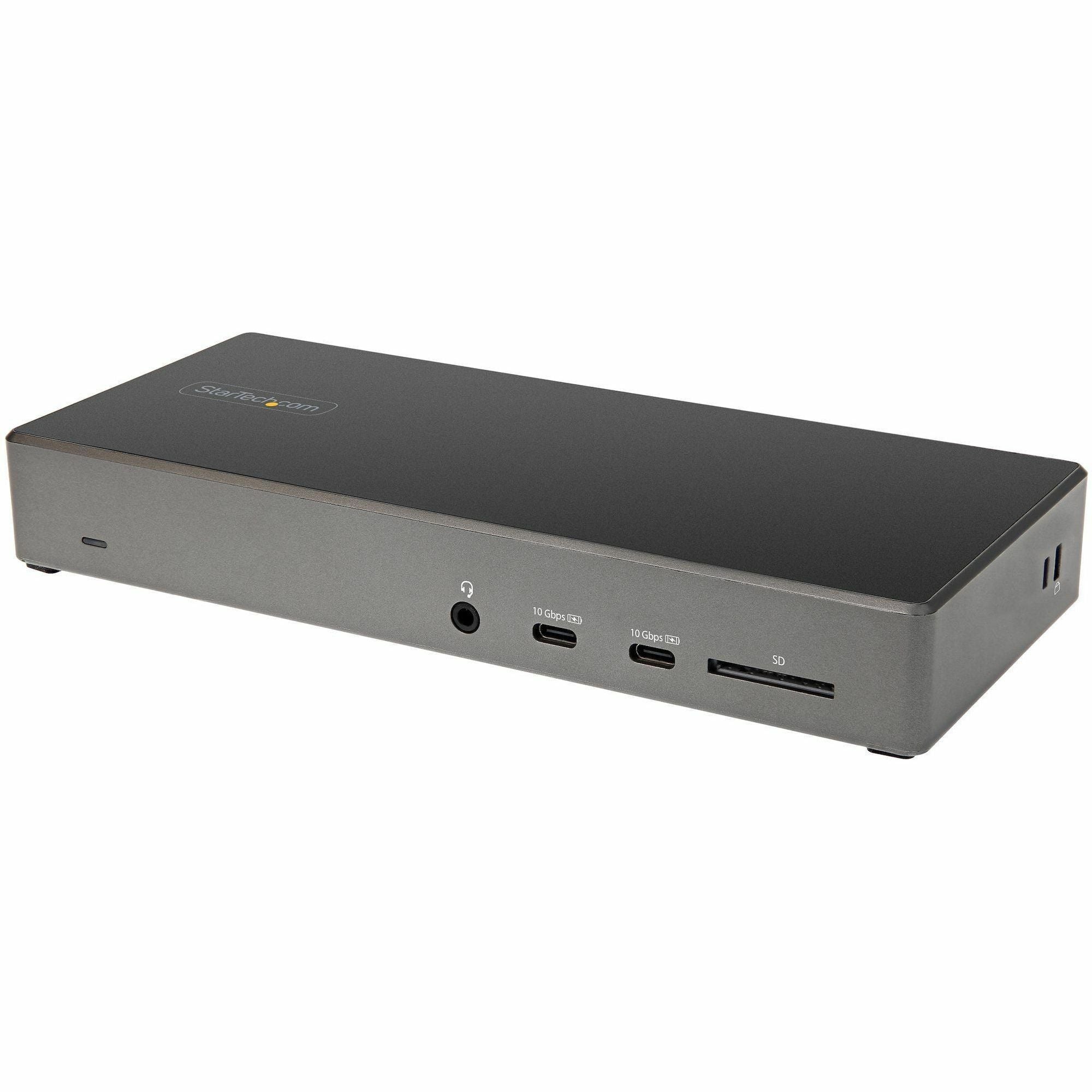 StarTech.com Docking Station, 1 Each, USB-C, 100W Power Delivery, Triple 4K Display Support, 6 USB Ports (2 USB-C, 4 USB-A), SD Card Reader, HDMI, 2 DisplayPort, RJ-45, Black/Space Gray, Wired, Gigabit Ethernet