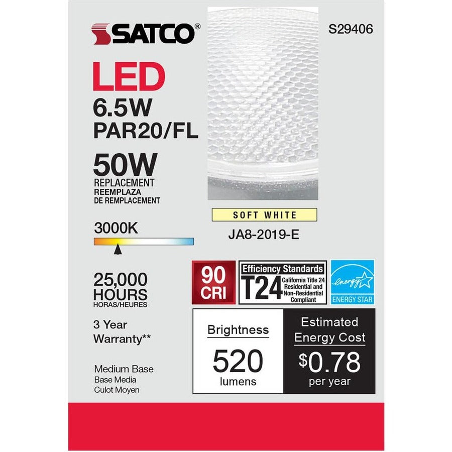 Satco 6.5W PAR 20/FL 3000K LED Bulb