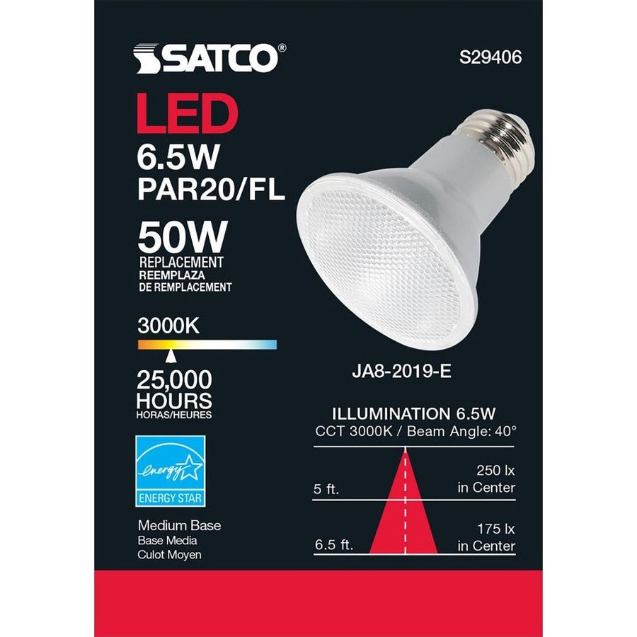 Satco 6.5W PAR 20/FL 3000K LED Bulb