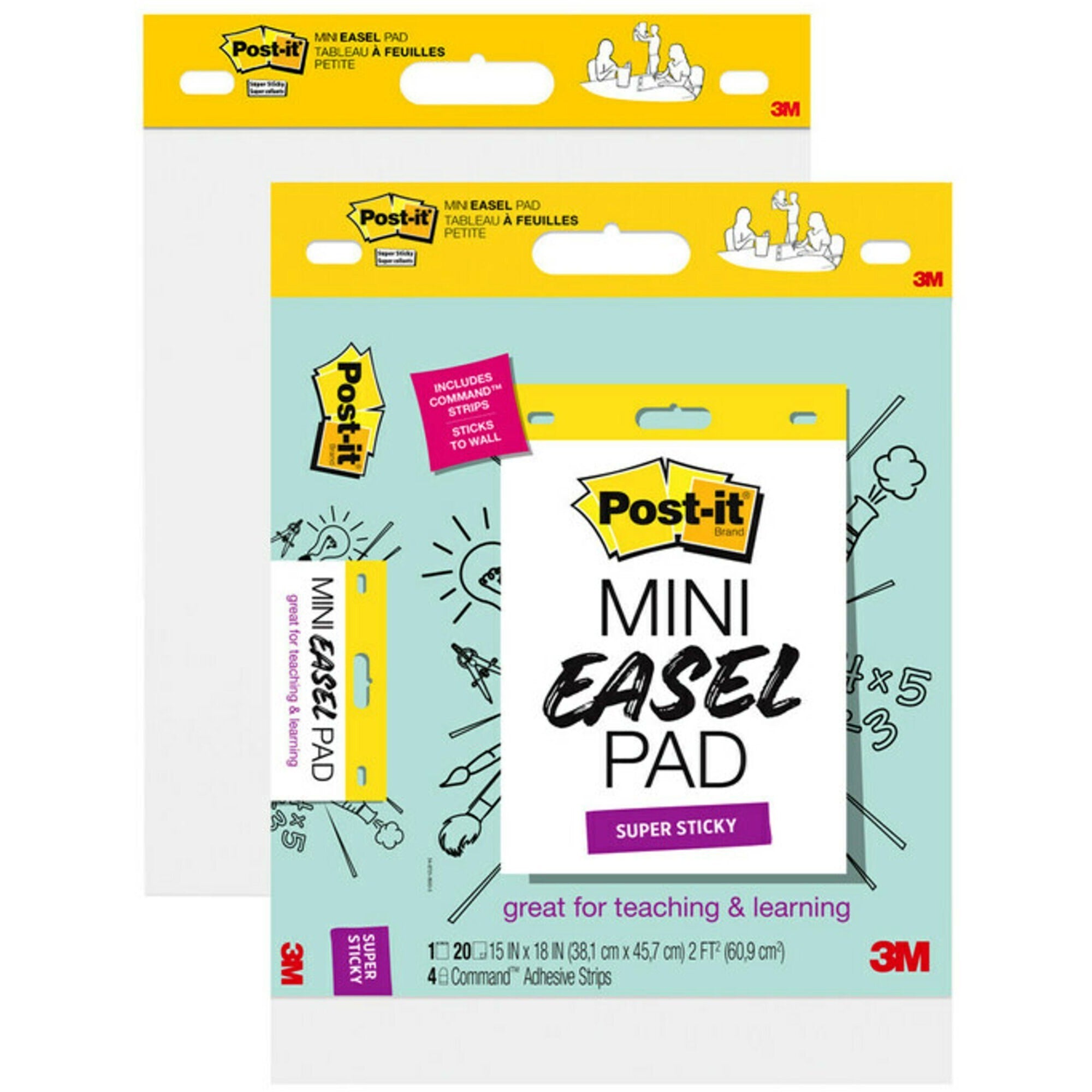 Super Sticky Mini Easel Pad, 15 x 18 Inches, 20 Sheets/Pad, Pack of 2