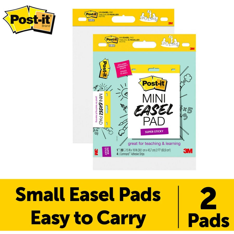 Super Sticky Mini Easel Pad, 15 x 18 Inches, 20 Sheets/Pad, Pack of 2