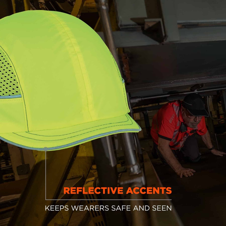 Ergodyne 8950 Bump Cap Hat - Recommended for: Industrial, Mechanic, Factory, Home, Baggage Handling - Bump, Scrape, Head Protection - Lime - Comfortable, Impact Resistant, Machine Washable, Removable - 1 Each