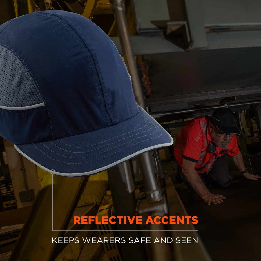 Ergodyne 8950XL Bump Cap Hat - Recommended for: Industrial, Mechanic, Factory, Home, Baggage Handling - X-Large - Bump, Scrape, Head Protection - Navy - Comfortable, Impact Resistant, Machine Washable, Removable - 1 Each