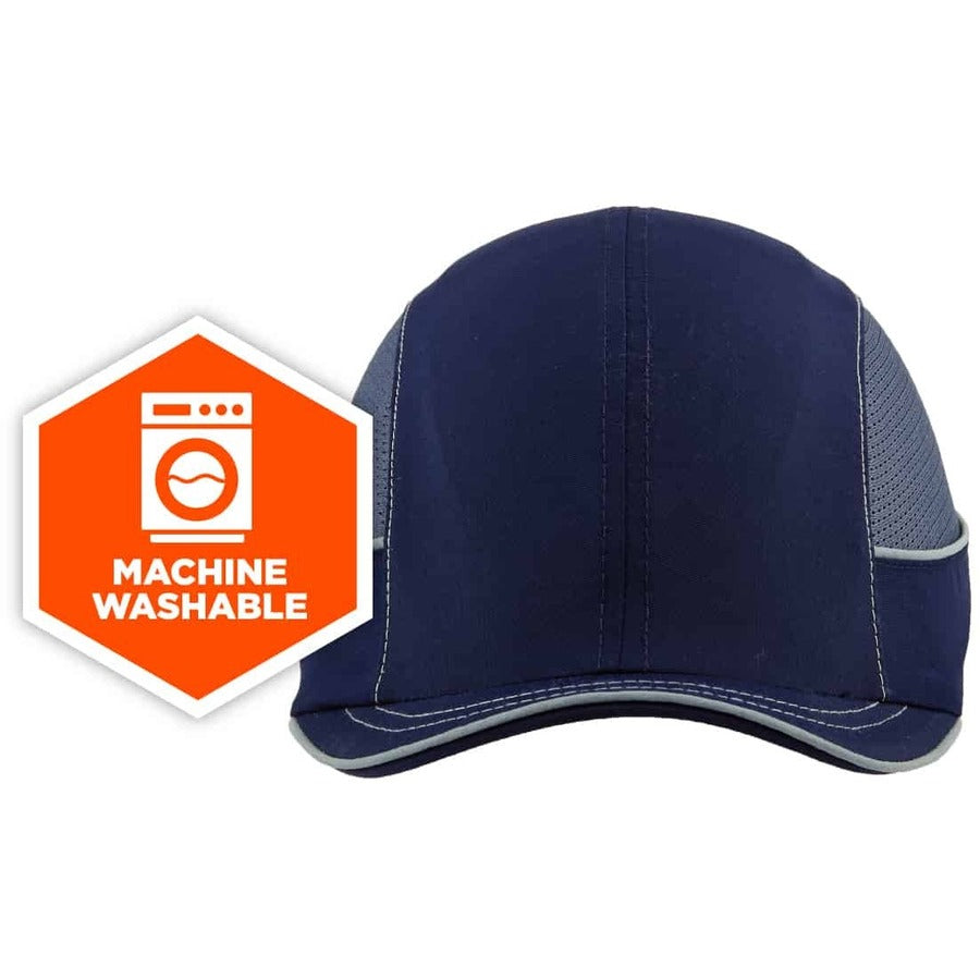 Ergodyne 8950XL Bump Cap Hat - Recommended for: Industrial, Mechanic, Factory, Home, Baggage Handling - X-Large - Bump, Scrape, Head Protection - Navy - Comfortable, Impact Resistant, Machine Washable, Removable - 1 Each