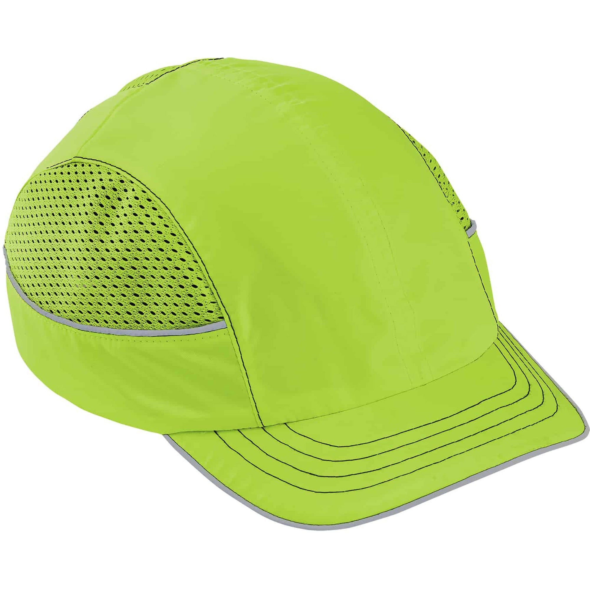 Ergodyne 8950 Bump Cap Hat - Recommended for: Industrial, Mechanic, Factory, Home, Baggage Handling - Short - Bump, Scrape, Head Protection - Lime - Comfortable, Impact Resistant, Machine Washable, Removable - 1 Each