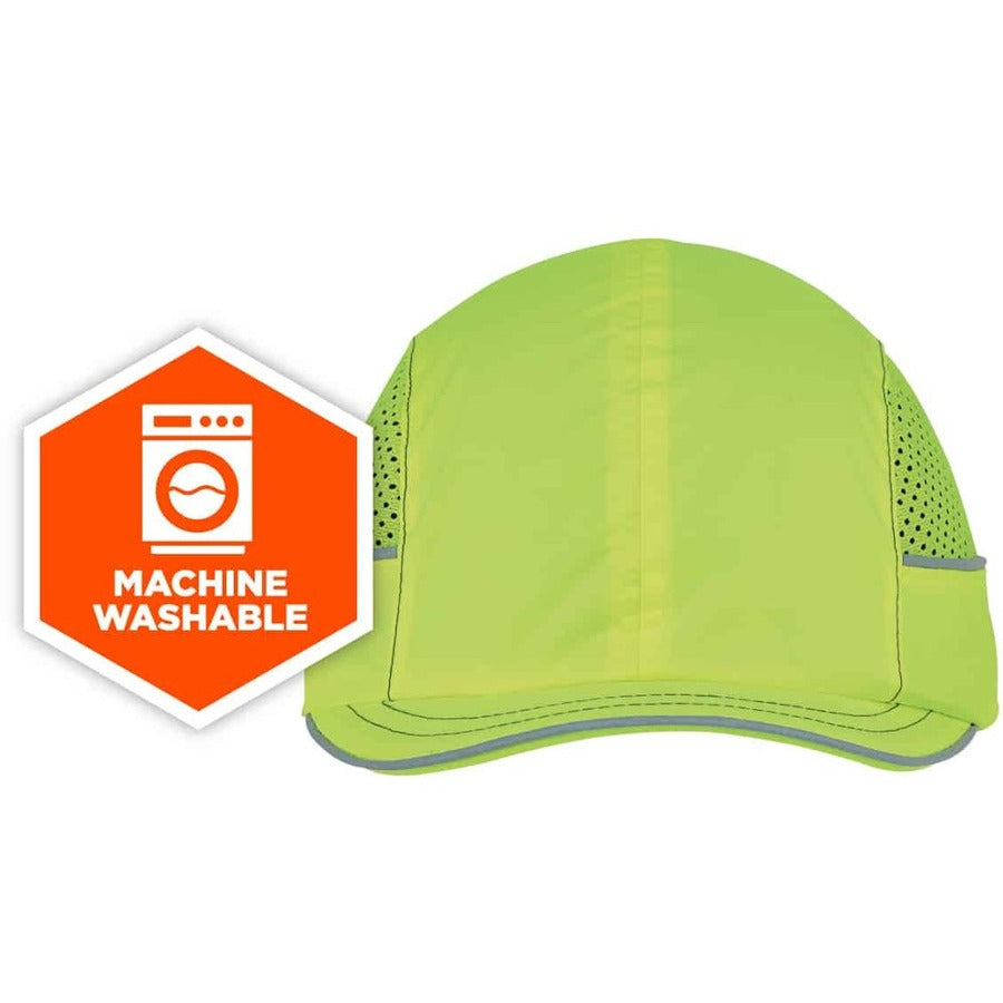 Ergodyne 8950 Bump Cap Hat - Recommended for: Industrial, Mechanic, Factory, Home, Baggage Handling - Short - Bump, Scrape, Head Protection - Lime - Comfortable, Impact Resistant, Machine Washable, Removable - 1 Each