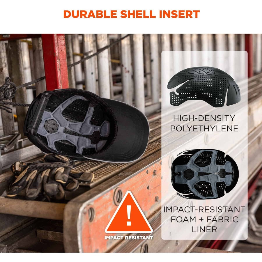 Ergodyne Skullerz 8955 Lightweight Bump Cap Hat, Black, High-Density Polyethylene Shell, Vented, Reflective, Breathable, Removable Liner, Machine Washable, 1 Each
