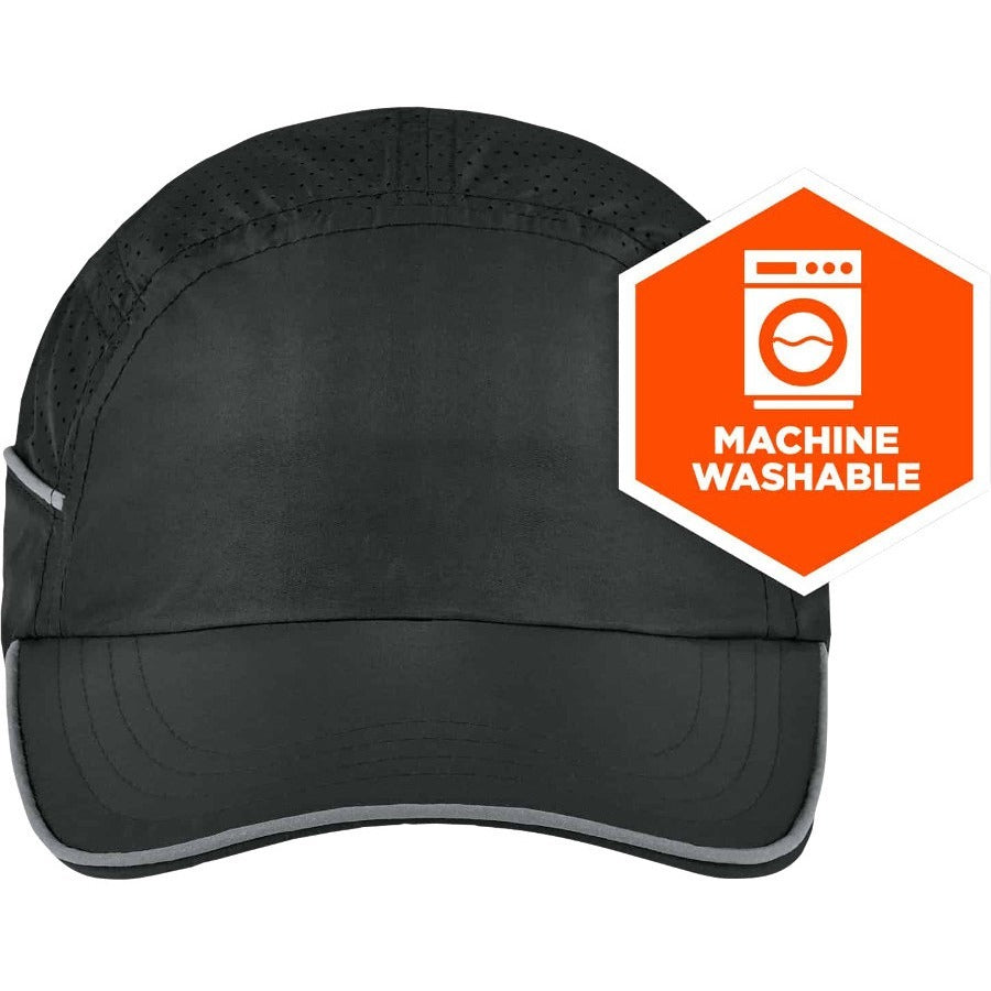 Ergodyne Skullerz 8955 Lightweight Bump Cap Hat, Black, High-Density Polyethylene Shell, Vented, Reflective, Breathable, Removable Liner, Machine Washable, 1 Each