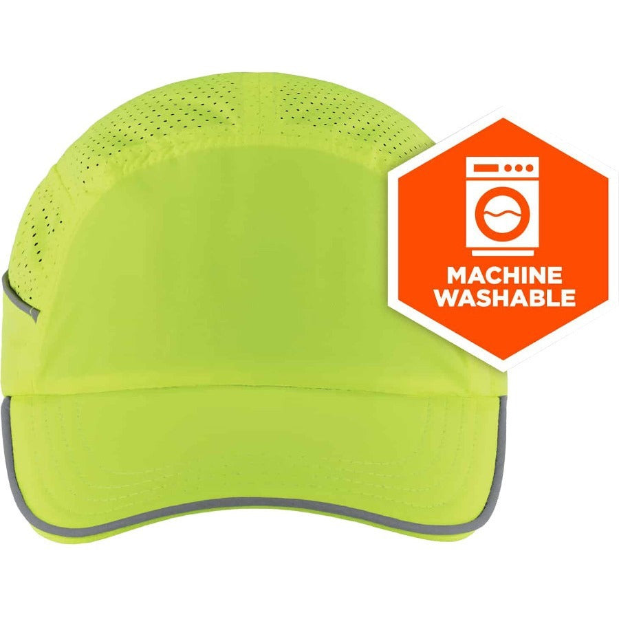 Ergodyne Skullerz 8955 Lightweight Bump Cap Hat, Lime, High-Density Polyethylene Shell, Vented, Reflective, Breathable, Removable Liner, Machine Washable, Impact Resistant, 1 Each