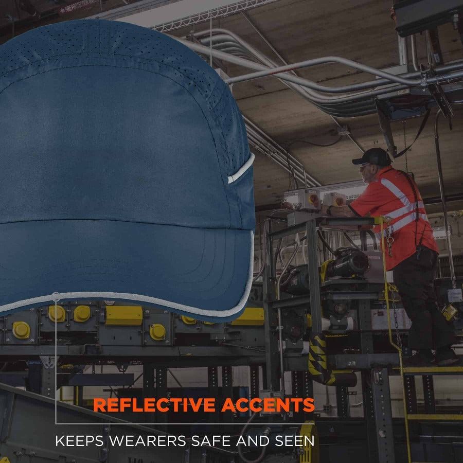 Ergodyne Skullerz 8955 Lightweight Bump Cap Hat, Navy, High-Density Polyethylene Shell, Vented, Reflective, Breathable, Removable Liner, Machine Washable, 1 Each