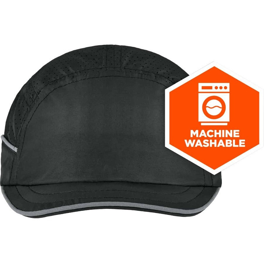 Ergodyne Skullerz 8955 Lightweight Bump Cap Hat, Black, High-Density Polyethylene Shell, Vented, Reflective, Breathable, Removable, Machine Washable, 1 Each