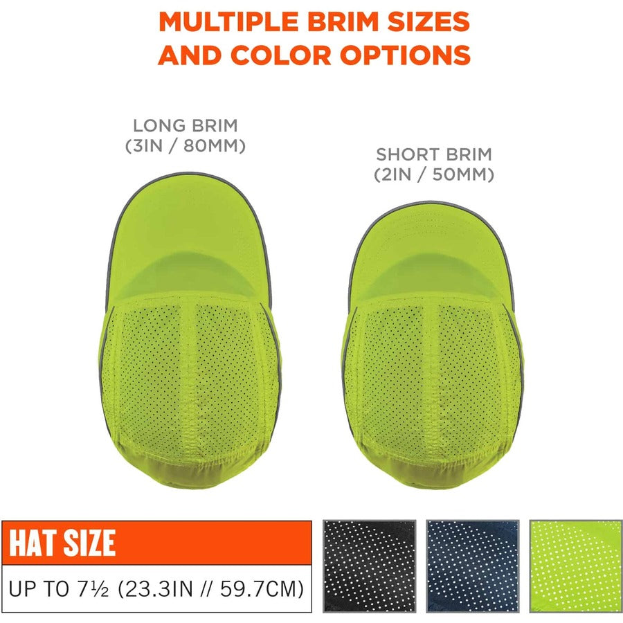 Ergodyne Skullerz 8955 Lightweight Bump Cap Hat, Lime, High-Density Polyethylene Shell, Vented, Reflective, Breathable, Removable, Machine Washable, Impact Resistant, 1 Each