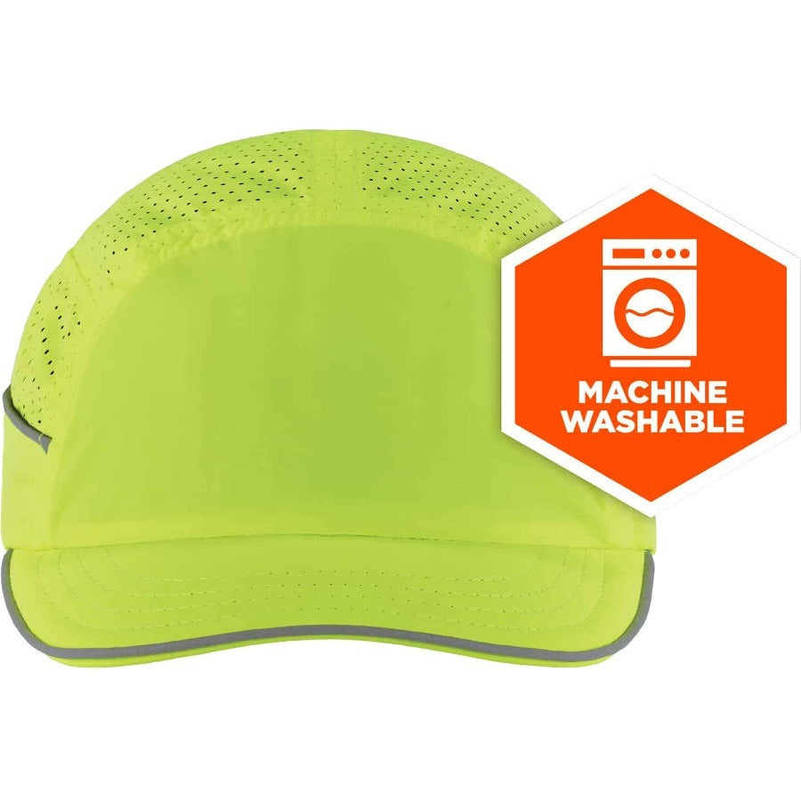 Ergodyne Skullerz 8955 Lightweight Bump Cap Hat, Lime, High-Density Polyethylene Shell, Vented, Reflective, Breathable, Removable, Machine Washable, Impact Resistant, 1 Each