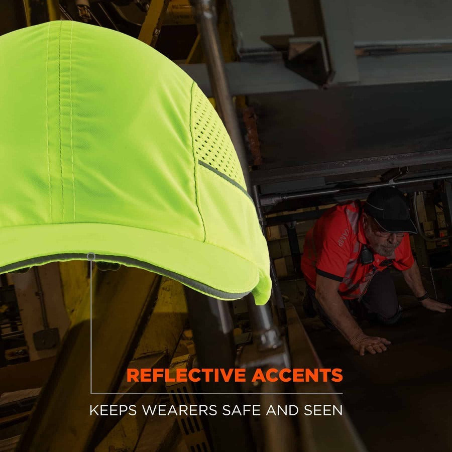 Ergodyne Skullerz 8960 Bump Cap Hat, Lime, Built-in LED, Impact Resistant, Lightweight, Reflective, Breathable, Washable, Removable Insert, 1 Each