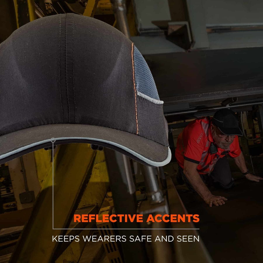 Ergodyne Skullerz 8960 Bump Cap Hat with Built-in LED Light, Black, Impact Resistant, Lightweight, Breathable, Reflective, Washable, Removable Insert, ABS Shell, Foam Liner, 1 Each