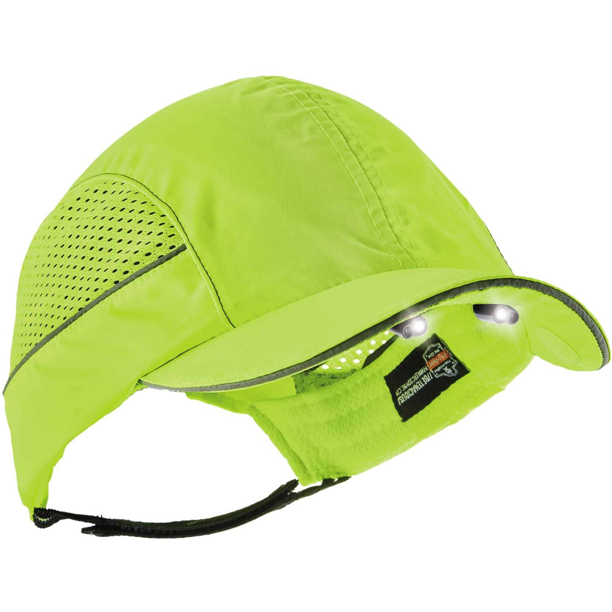 Ergodyne Skullerz 8960 Bump Cap Hat with Built-in LED Light, Lime, Impact Resistant, Lightweight, Reflective, Breathable, Washable, Removable Insert, 1 Each
