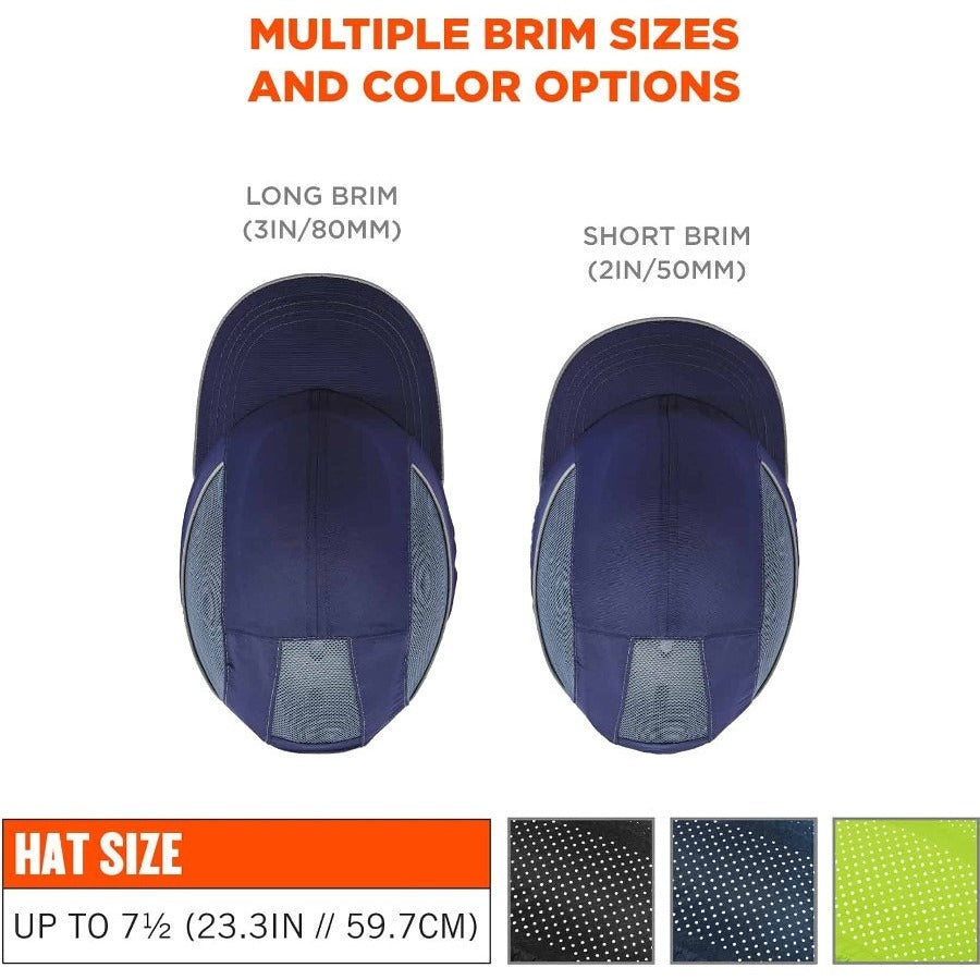 Ergodyne Skullerz 8960 Bump Cap Hat with Built-in LED Light, Navy, Impact Resistant, Lightweight, Breathable, Reflective, Washable, Removable Insert, 1 Each