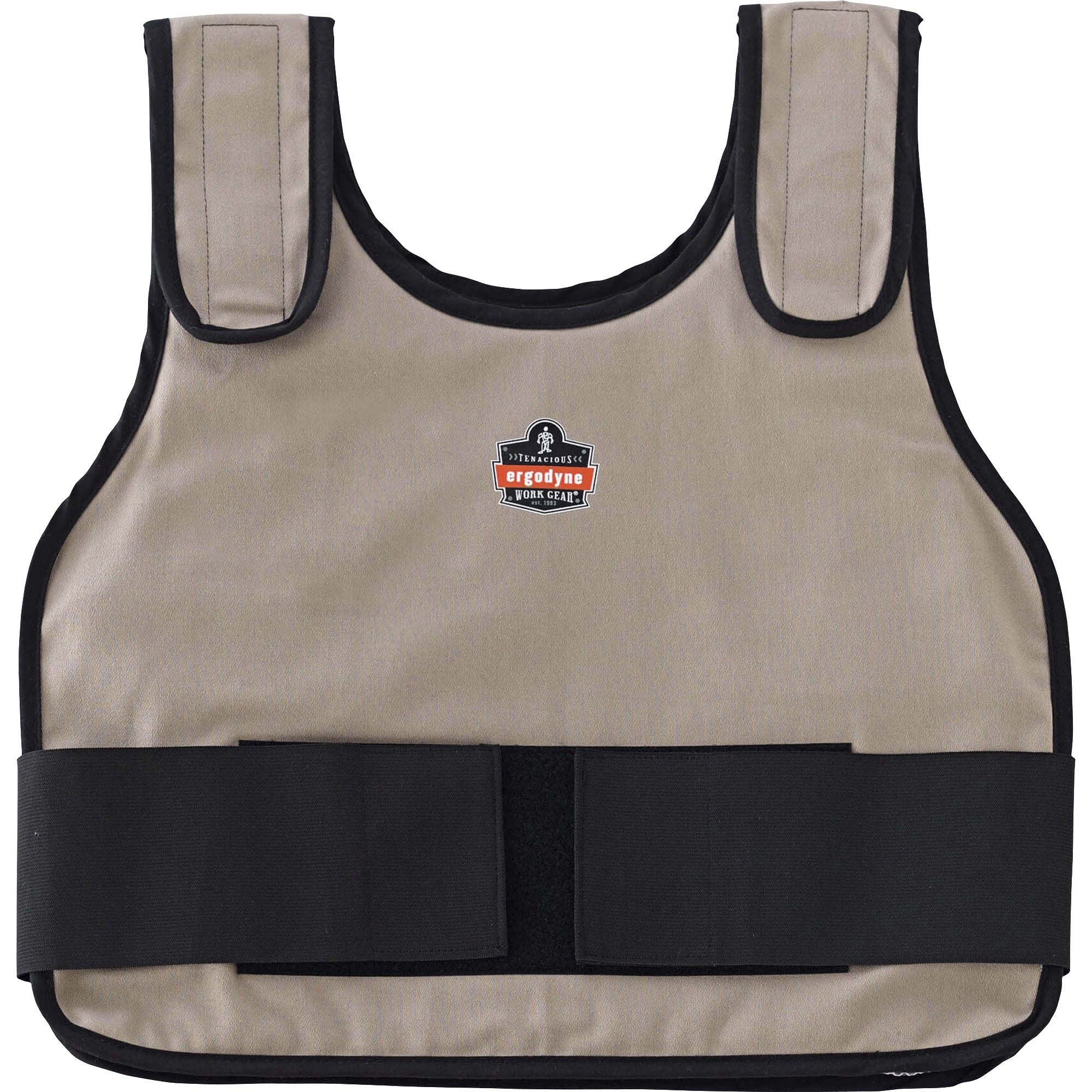 Ergodyne 6235 Standard Cooling Vest - Recommended for: Indoor, Outdoor - Small/Medium - Hook & Loop Closure - Cotton, Fabric - Khaki - Adjustable, Comfortable, Long Lasting, Flexible - 1 Each