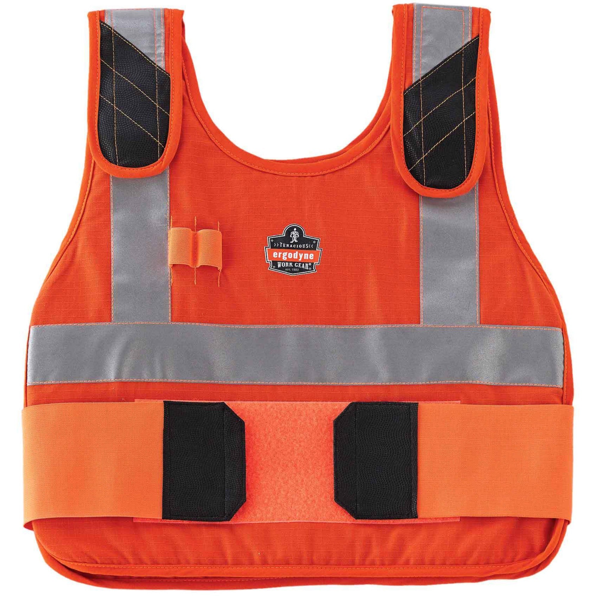 Ergodyne 6225 Premium Cooling Vest, Small/Medium, Orange, Flame Resistant, Reflective, Adjustable, Expandable Side, Hook & Loop Closure, Cotton/Modacrylic Fabric, 1 Each