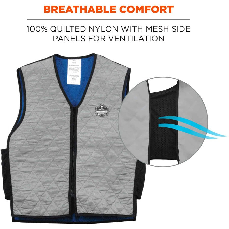 Ergodyne 6665 Evaporative Cooling Vest - Large - Polyester, Fabric, Nylon, Mesh - Black, Gray - Water Repellent, Pocket, Comfortable, Durable, Ventilation, Stretchable, Lightweight, Washable, Breathable, Evaporation Resistant - 1 Each