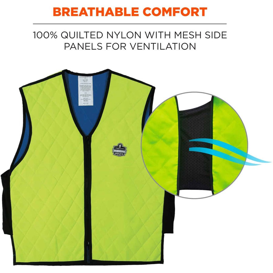 Ergodyne 6665 Evaporative Cooling Vest - 3-Xtra Large - Polyester, Fabric, Nylon, Mesh - Lime, Black - Water Repellent, Pocket, Comfortable, Durable, Ventilation, Stretchable, Lightweight, Washable, Breathable, Evaporation Resistant - 1 Each