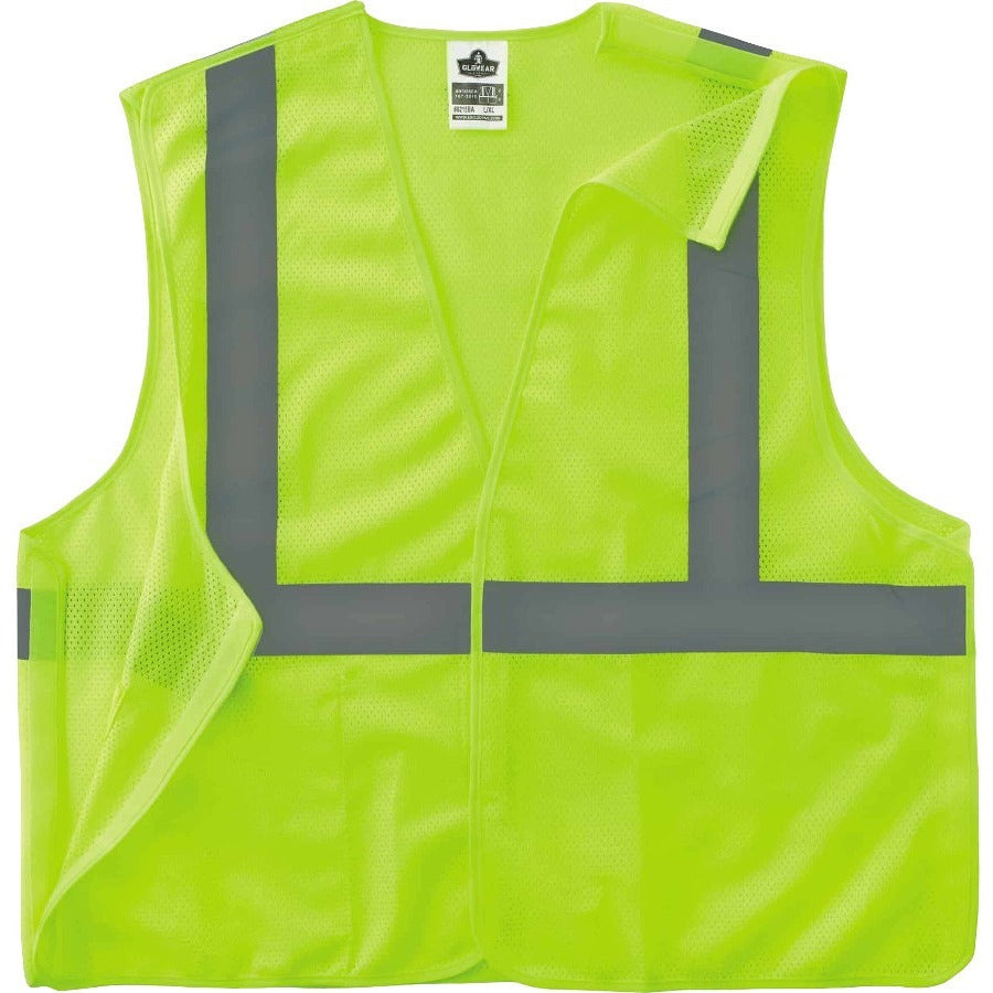 Ergodyne 8215BA Breakaway Mesh Safety Vest, Lime, 4XL/5XL, Hook & Loop Closure, High Visibility, Polyester Mesh, Lightweight, Breathable, Pocket, Machine Washable, 1 Each