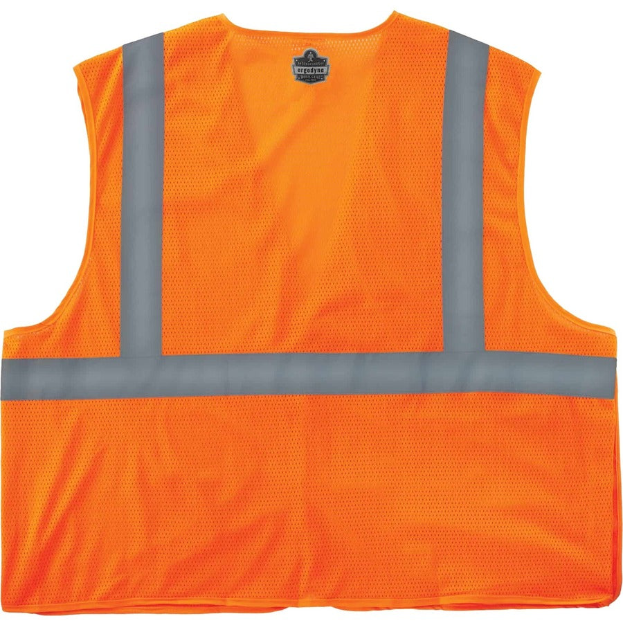 Ergodyne 8215BA Breakaway Mesh Safety Vest, 4XL/5XL, High Visibility Orange, Hook & Loop Closure, Polyester Mesh, Lightweight, Breathable, Pocket, Machine Washable, 1 Each