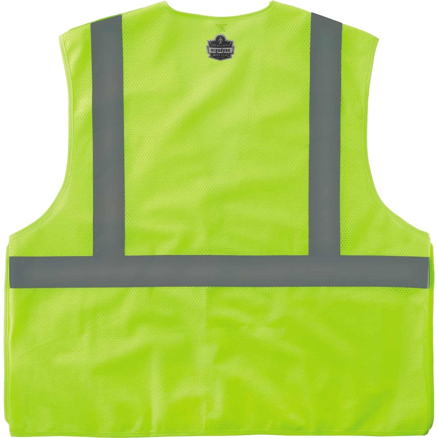 Ergodyne 8215BA Breakaway Mesh Vest - Recommended for: Construction, Emergency, Warehouse, Baggage Handling - Extra Small - Hook & Loop Closure - Polyester Mesh - Lime - High Visibility, Machine Washable, Breathable, Lightweight, Pocket - 1 Each