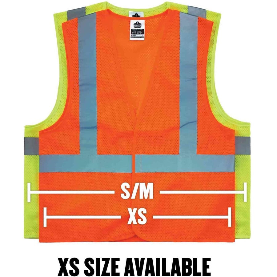 Ergodyne 8215BA Breakaway Mesh Vest - Recommended for: Construction, Emergency, Warehouse, Baggage Handling - Extra Small - Hook & Loop Closure - Polyester Mesh - Lime - High Visibility, Machine Washable, Breathable, Lightweight, Pocket - 1 Each