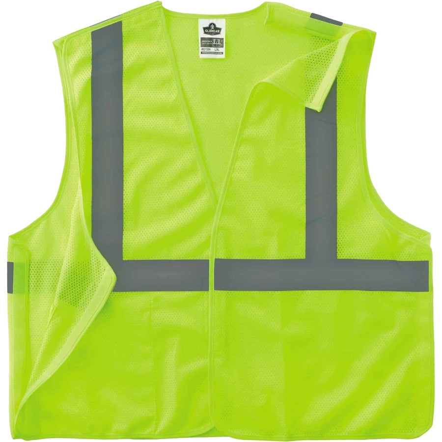 Ergodyne 8215BA Breakaway Mesh Vest - Recommended for: Construction, Emergency, Warehouse, Baggage Handling - Extra Small - Hook & Loop Closure - Polyester Mesh - Lime - High Visibility, Machine Washable, Breathable, Lightweight, Pocket - 1 Each