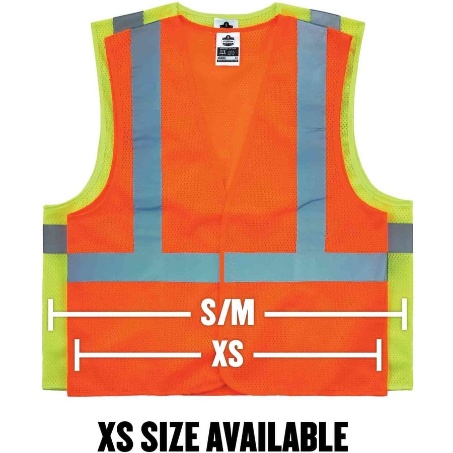 Ergodyne 8215BA Breakaway Mesh Vest - Recommended for: Construction, Emergency, Warehouse, Baggage Handling - Extra Small - Hook & Loop Closure - Polyester Mesh - Orange - High Visibility, Machine Washable, Breathable, Lightweight, Pocket - 1 Each