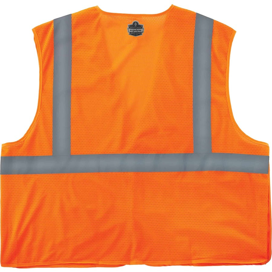 Ergodyne 8215BA Breakaway Mesh Vest - Recommended for: Construction, Emergency, Warehouse, Baggage Handling - Extra Small - Hook & Loop Closure - Polyester Mesh - Orange - High Visibility, Machine Washable, Breathable, Lightweight, Pocket - 1 Each