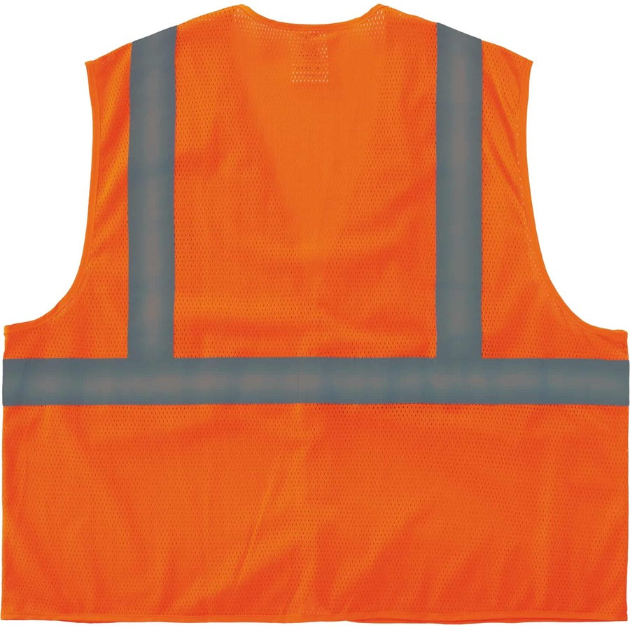 Ergodyne 8205HL Super Econo Mesh Vest, 4XL/5XL, Hook & Loop Closure, Polyester Mesh, Orange, Lightweight, High Visibility, Reflective, 1 Each
