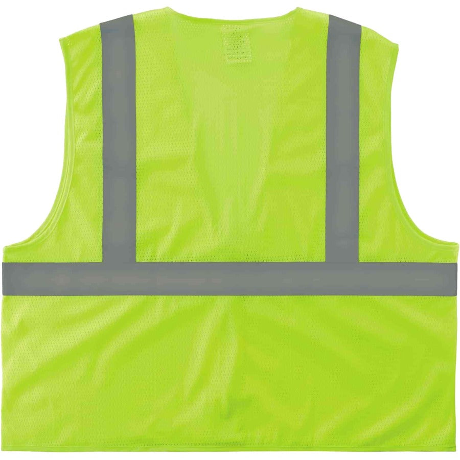Ergodyne 8205HL Super Econo Mesh Vest - Recommended for: Construction, Emergency, Warehouse, Baggage Handling - Extra Small - Hook & Loop Closure - Polyester Mesh, Mesh Fabric - Lime - Lightweight, High Visibility, Reflective - 1 Each
