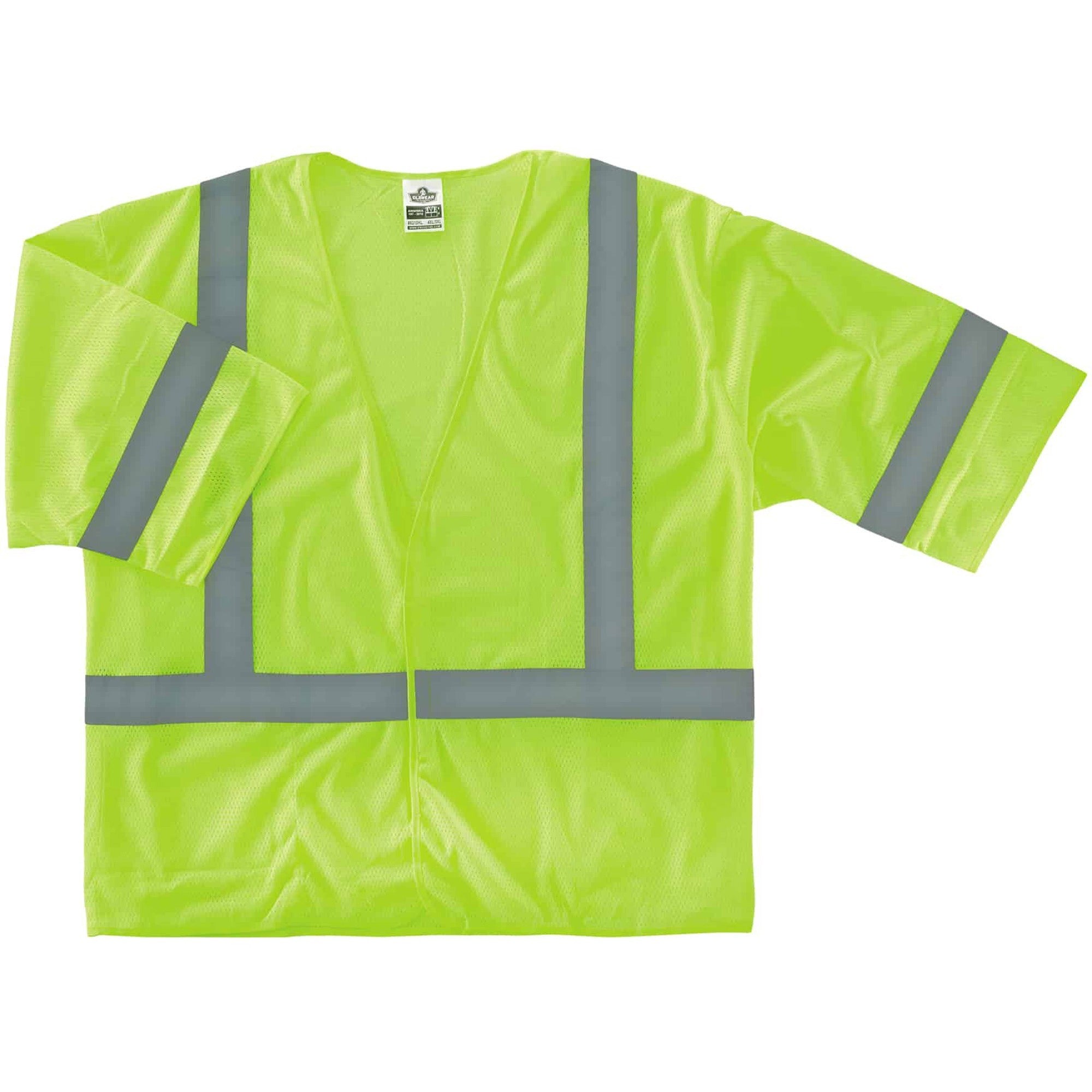 Ergodyne 8310HL Type R C-3 Economy Vest, 4X/5X Large, Hook & Loop Closure, Polyester Mesh, Lime/Silver, Lightweight, High Visibility, Reflective, Pocket, Machine Washable, 1 Each