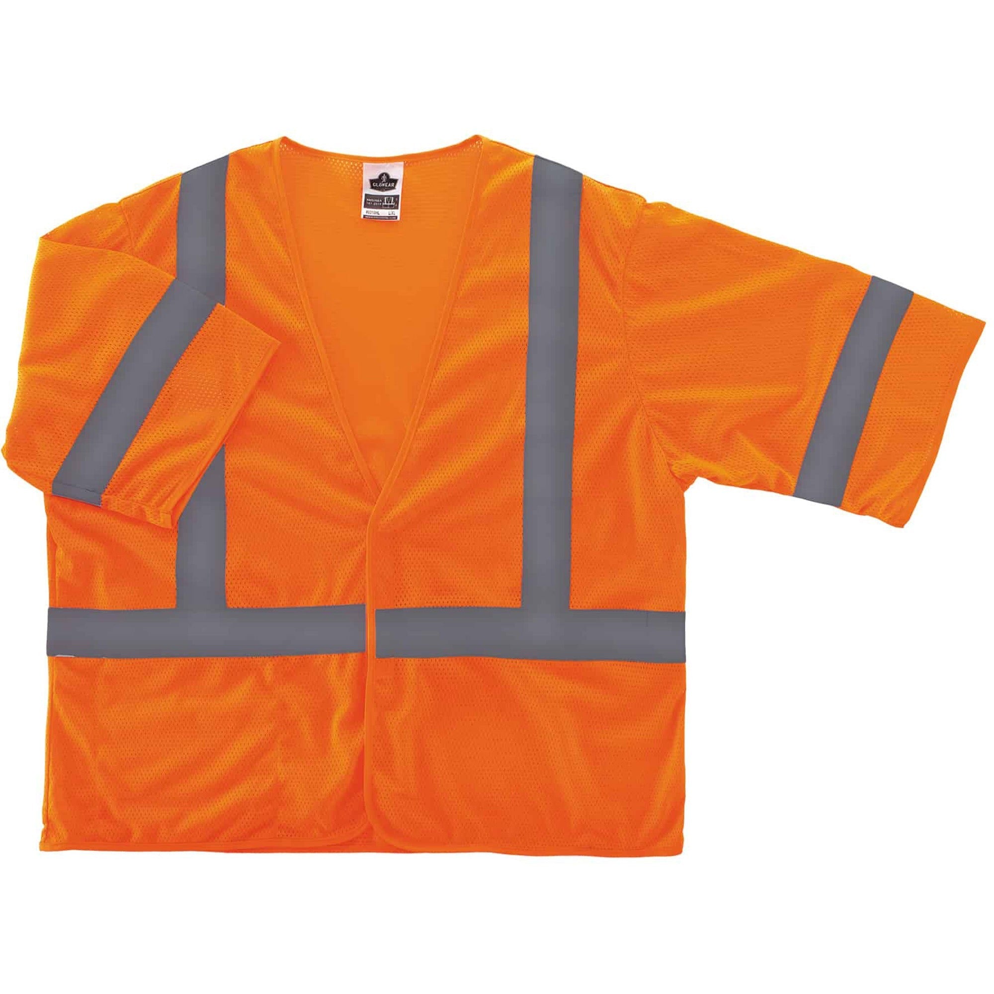 Ergodyne 8310HL Type R C-3 Economy Vest, 4X/5X Large, Hook & Loop Closure, Polyester Mesh, Orange/Silver, Lightweight, High Visibility, Reflective, Pocket, Machine Washable, 1 Each