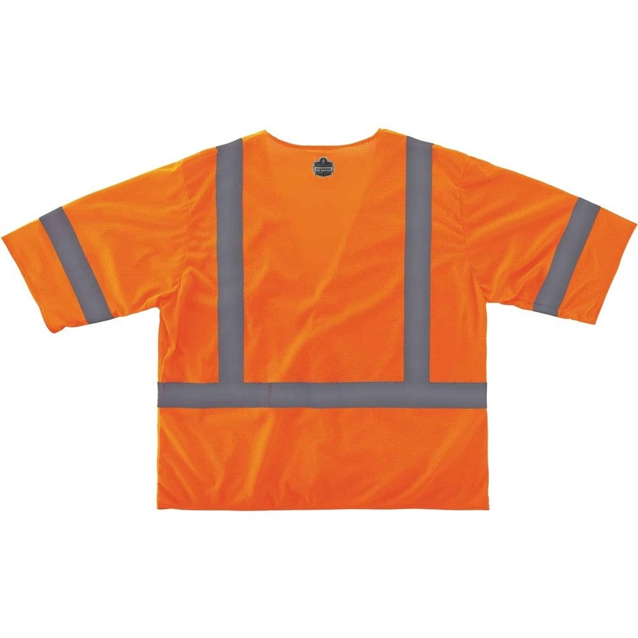 Ergodyne 8310HL Type R C-3 Economy Vest, 4X/5X Large, Hook & Loop Closure, Polyester Mesh, Orange/Silver, Lightweight, High Visibility, Reflective, Pocket, Machine Washable, 1 Each