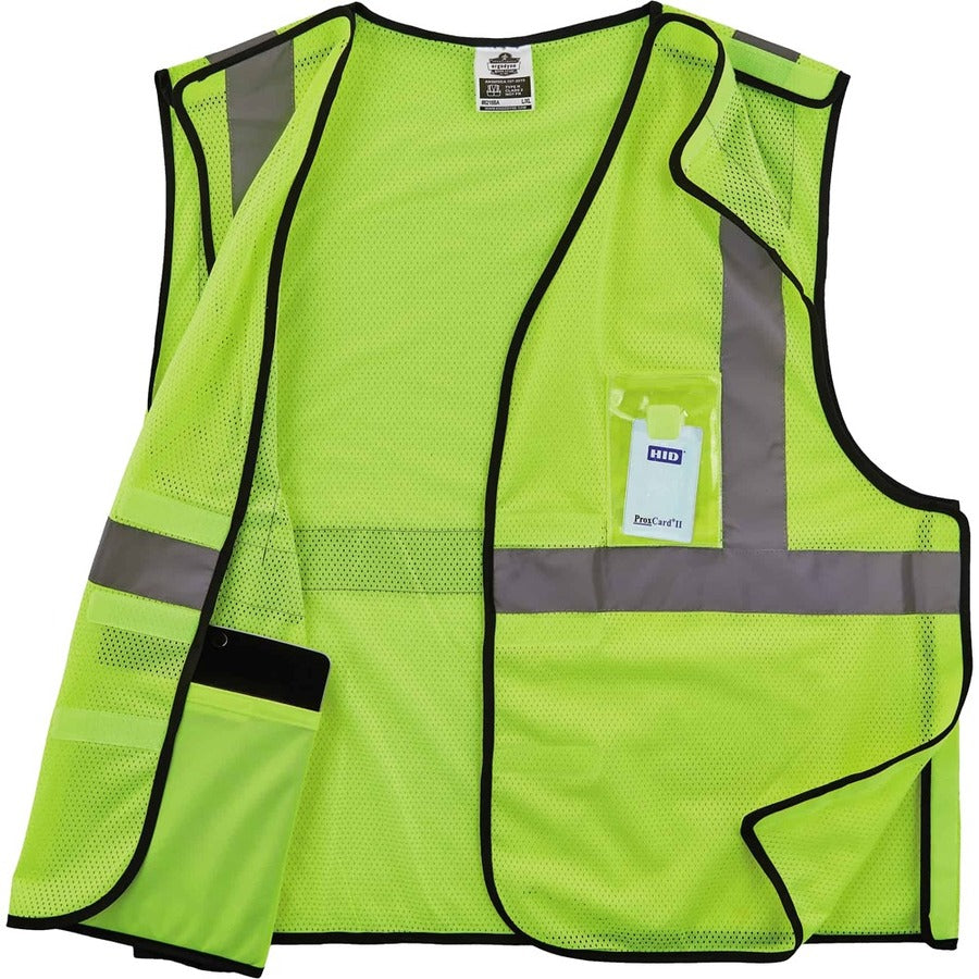 Ergodyne GloWear Type R C2 Breakaway Mesh Safety Vest, Small/Medium, Lime, Reflective, Hook & Loop Closure, Polyester Mesh, Pocket, Badge Holder, Breathable, Lightweight, 1 Each
