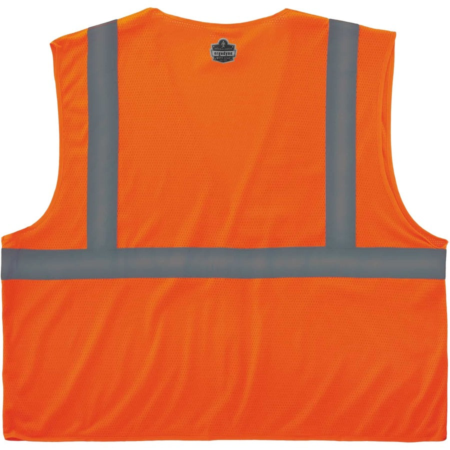 Ergodyne 8210HL Mesh Hi-Vis Safety Vest, 2X/3X, Orange, Reflective, Lightweight, Breathable, Hook & Loop Closure, Pocket, Mic Tab, ANSI/ISEA 107 Class 2, 1 Each