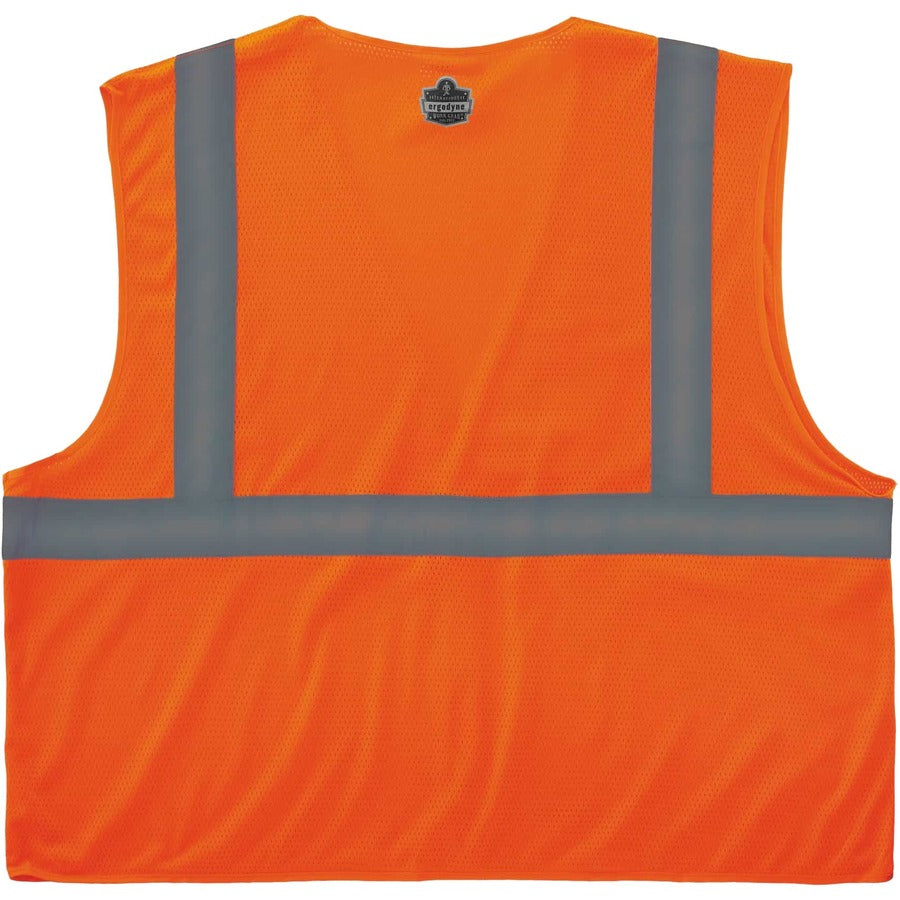 Ergodyne 8210HL Mesh Hi-Vis Safety Vest, Small/Medium, Orange, Reflective, Lightweight, Breathable, Hook & Loop Closure, Pocket, Mic Tab, 1 Each