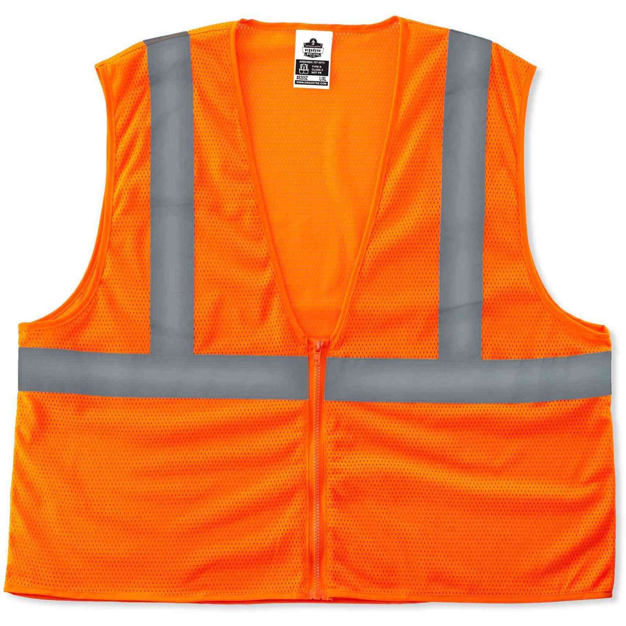 Ergodyne 8210Z Type R Economy Mesh Safety Vest, Lime, Reflective, Breathable, Lightweight, Zipper Closure, 4XL/5XL, Polyester Mesh, High Visibility, Machine Washable, 1 Each