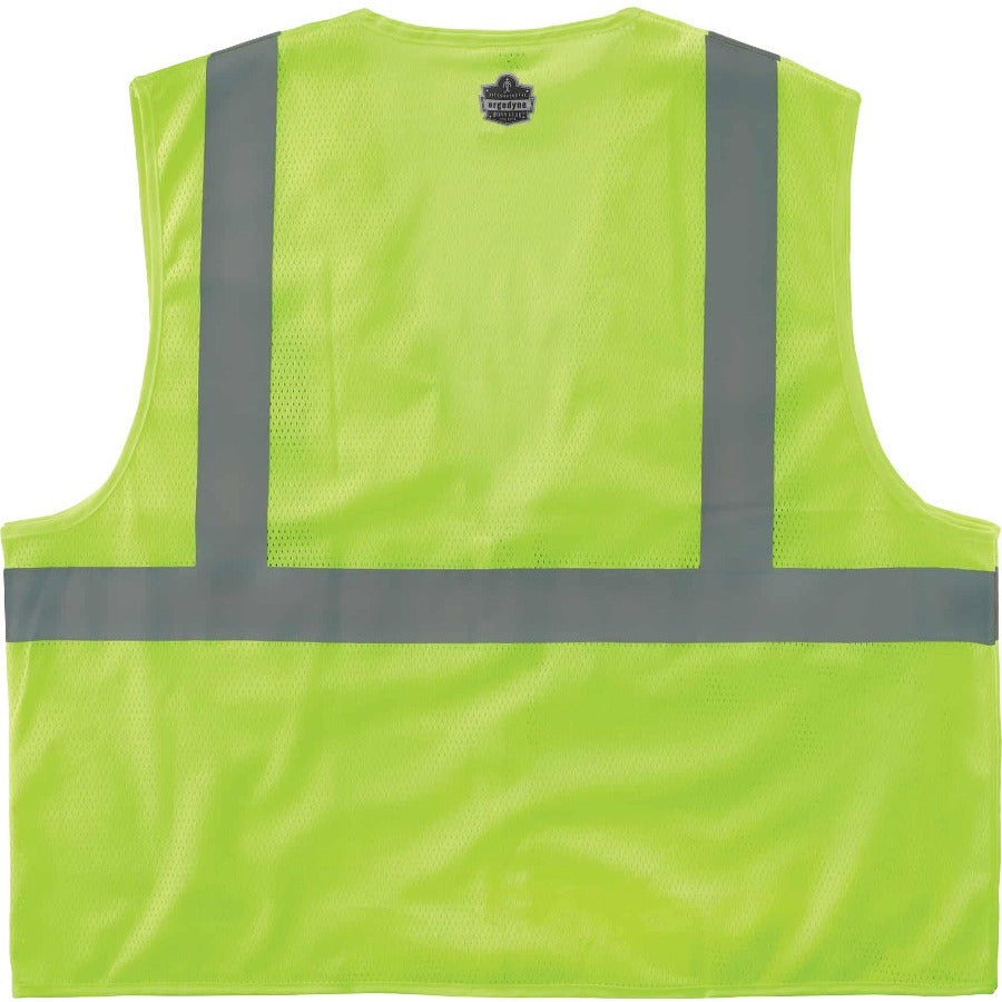 Ergodyne 8210Z Type R Economy Mesh Vest, Lime, 4X/5X, Zipper Closure, Reflective, Pocket, Breathable, Lightweight, High Visibility, Machine Washable, Mic Tab, 1 Each