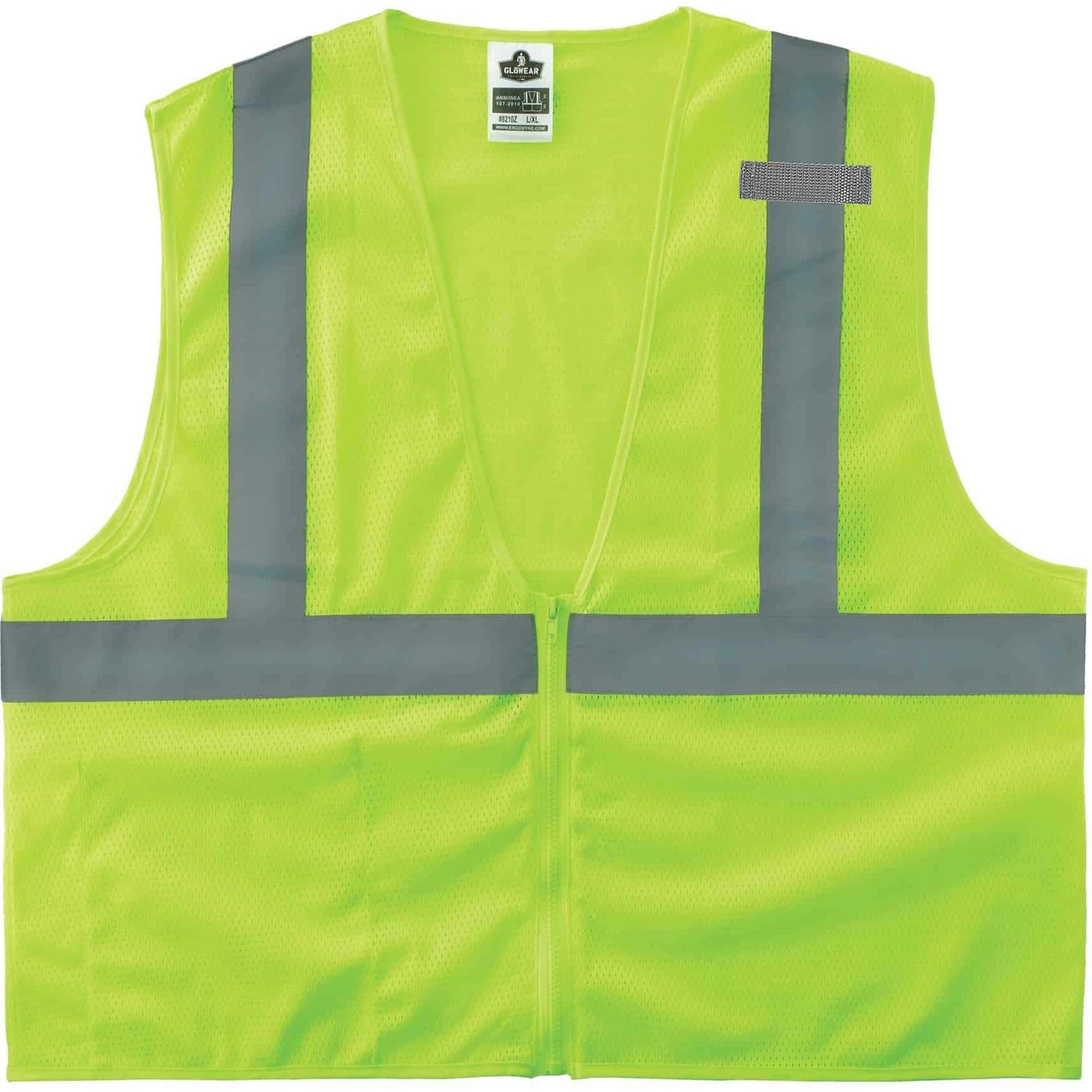 Ergodyne 8210Z Type R Economy Mesh Vest, Lime, 4X/5X, Zipper Closure, Reflective, Pocket, Breathable, Lightweight, High Visibility, Machine Washable, Mic Tab, 1 Each