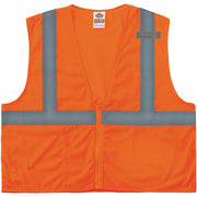 Ergodyne 8210Z Type R Economy Mesh Safety Vest, Extra Small, Zipper Closure, Polyester Mesh, Orange, Reflective, Pocket, Breathable, Lightweight, High Visibility, Machine Washable, Mic Tab, 1 Each
