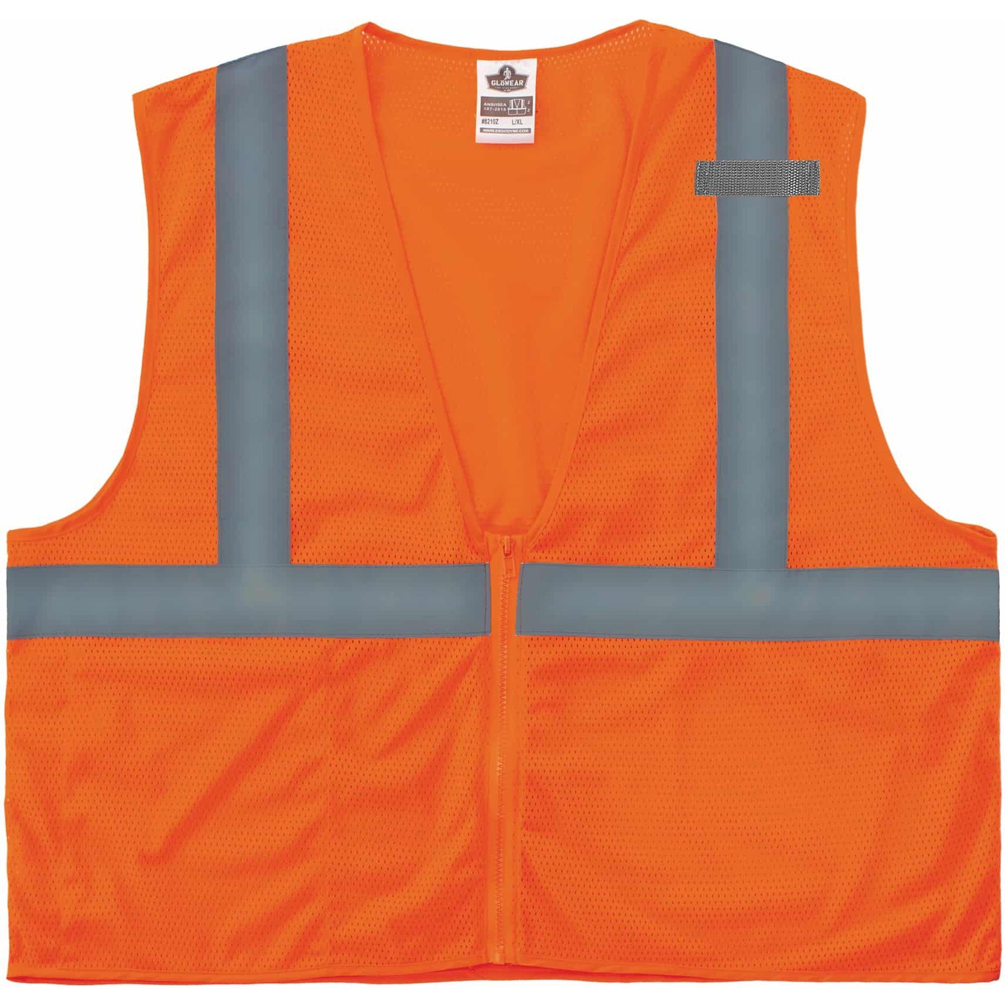 Ergodyne 8210Z Type R Economy Mesh Safety Vest, Extra Small, Zipper Closure, Polyester Mesh, Orange, Reflective, Pocket, Breathable, Lightweight, High Visibility, Machine Washable, Mic Tab, 1 Each