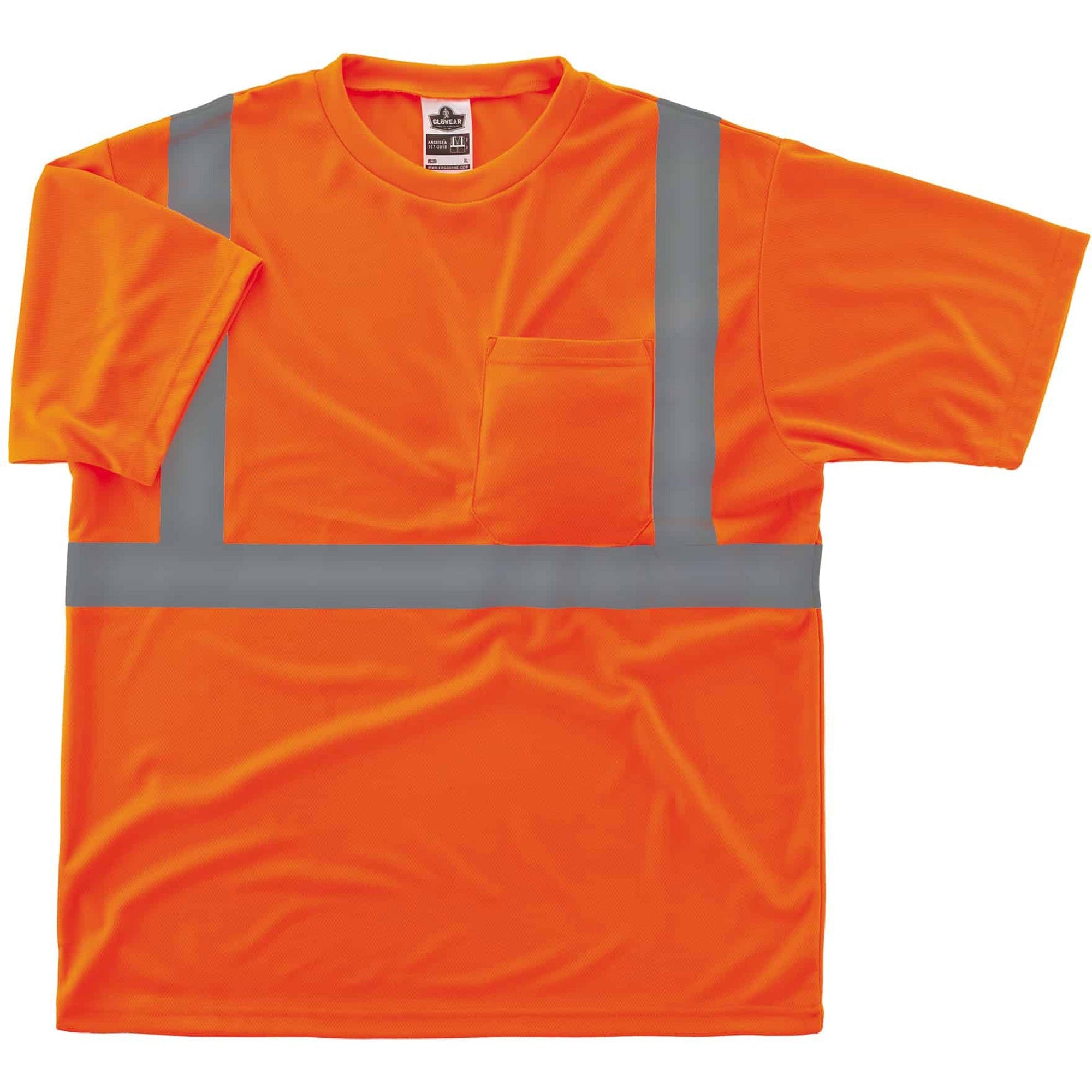 Ergodyne 8289 Type R Class 2 T-Shirt - 5XL Size - Fabric, Polyester - Orange